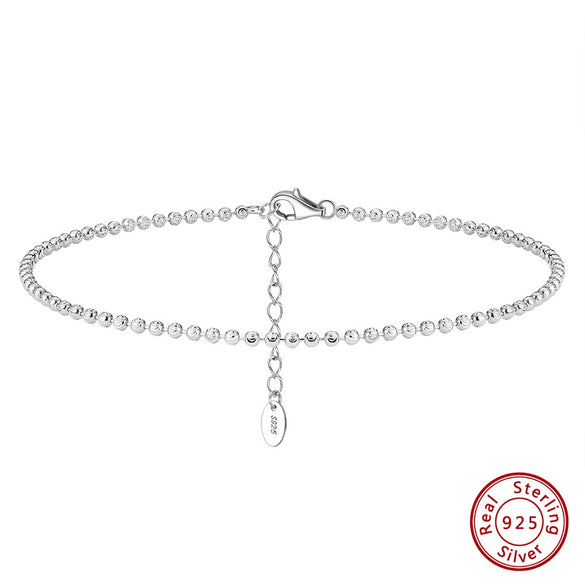 Wholesale Women's S925 Sterling Silver Geometric Striped Bead Anklet