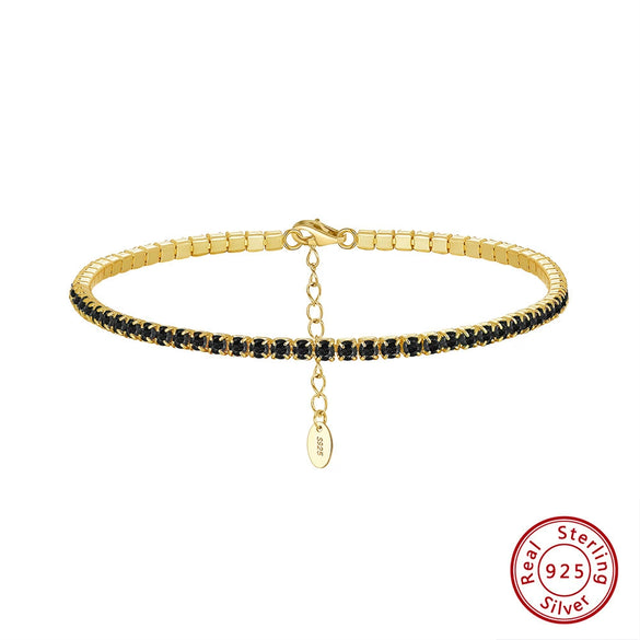 Wholesale Women's S925 Sterling Silver Geometric Style Electroplated Adjustable Tennis Bracelet