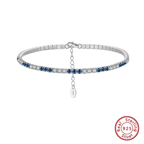 Wholesale Women's S925 Sterling Silver Geometric Style Electroplated Adjustable Tennis Bracelet