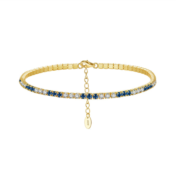 Wholesale Women's S925 Sterling Silver Geometric Style Electroplated Adjustable Tennis Bracelet