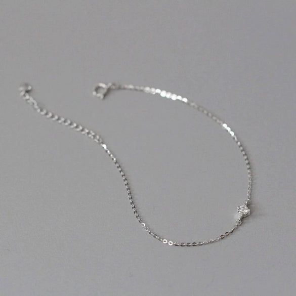 Wholesale Women's S925 Sterling Silver Geometric Style Single Diamond Bracelet 14K Plated Gold