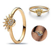 Wholesale Women's S925 Sterling Silver Geometric Sun Moon Star Ring Set Electroplated