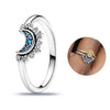 Wholesale Women's S925 Sterling Silver Geometric Sun Moon Star Ring Set Electroplated
