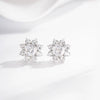 Wholesale Women's S925 Sterling Silver Geometric Sunflower Earrings With High Carbon Diamond And Electroplating