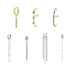 Wholesale Women's S925 Sterling Silver Geometric Tassel Earrings With Microinlay