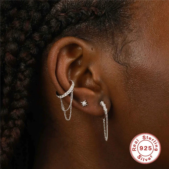 Wholesale Women's S925 Sterling Silver Geometric Tassel Earrings