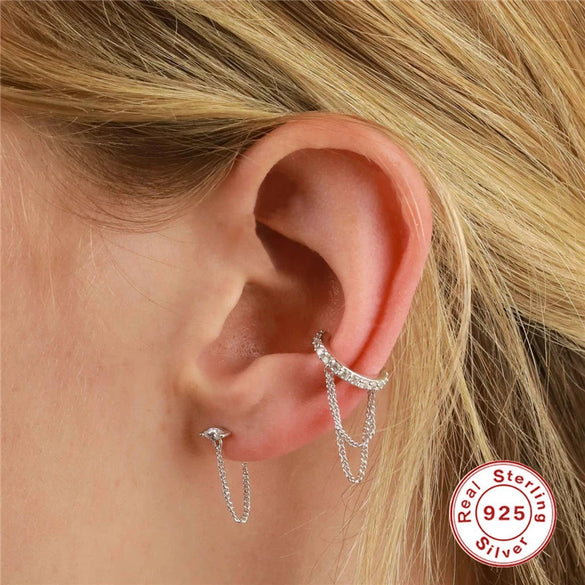 Wholesale Women's S925 Sterling Silver Geometric Tassel Earrings