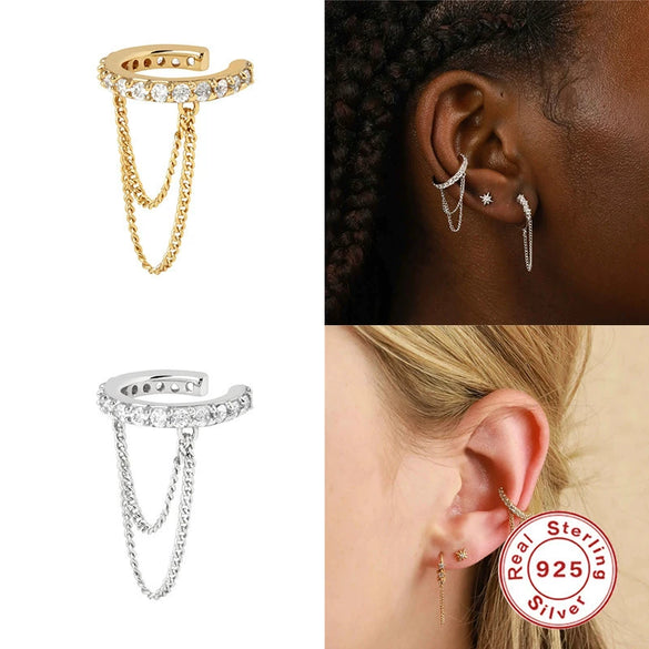Wholesale Women's S925 Sterling Silver Geometric Tassel Earrings