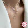 Wholesale Women's S925 Sterling Silver Geometric Tassel Necklace With Micro Inlaid Zircon And Electroplating Treatment