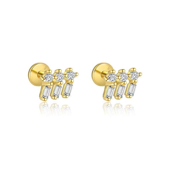 Wholesale Women's S925 Sterling Silver Geometric Tassel Pendant Zircon Earrings