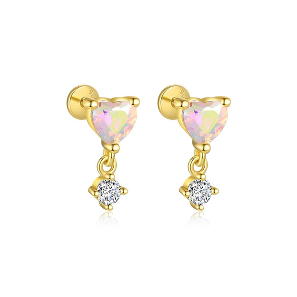 Wholesale Women's S925 Sterling Silver Geometric Tassel Pendant Zircon Earrings