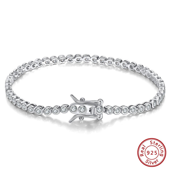 Wholesale Women's S925 Sterling Silver Geometric Tennis Chain Bracelet With Electroplating