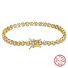 Wholesale Women's S925 Sterling Silver Geometric Tennis Chain Bracelet With Electroplating
