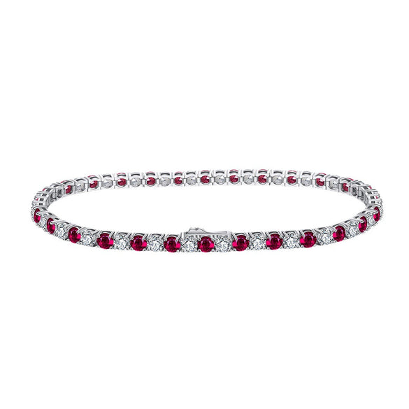 Wholesale Women's S925 Sterling Silver Geometric Tennis Chain Bracelet With Electroplating