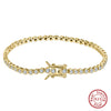 Wholesale Women's S925 Sterling Silver Geometric Tennis Chain Bracelet With Electroplating