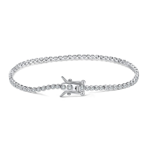 Wholesale Women's S925 Sterling Silver Geometric Tennis Chain Bracelet With Electroplating