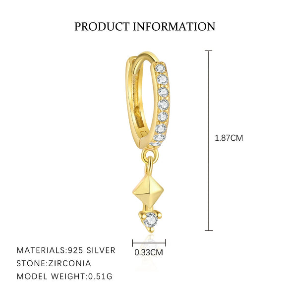 Wholesale Women's S925 Sterling Silver Geometric Triangle Earrings With Zirconia Treatment