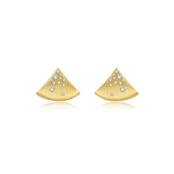 Wholesale Women's S925 Sterling Silver Geometric Triangle Stud Earrings With Frosted Brushed Texture And Electroplating Treatment