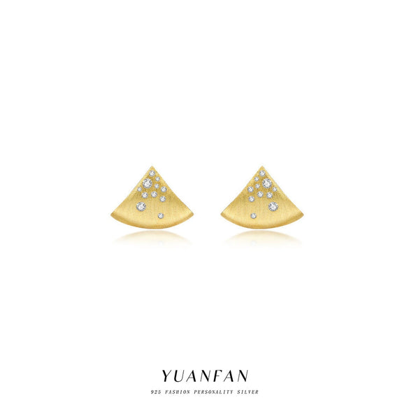 Wholesale Women's S925 Sterling Silver Geometric Triangle Stud Earrings With Frosted Brushed Texture And Electroplating Treatment