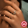 Wholesale Women's S925 Sterling Silver Geometric Twist Zircon Open Finger Ring With Electroplating