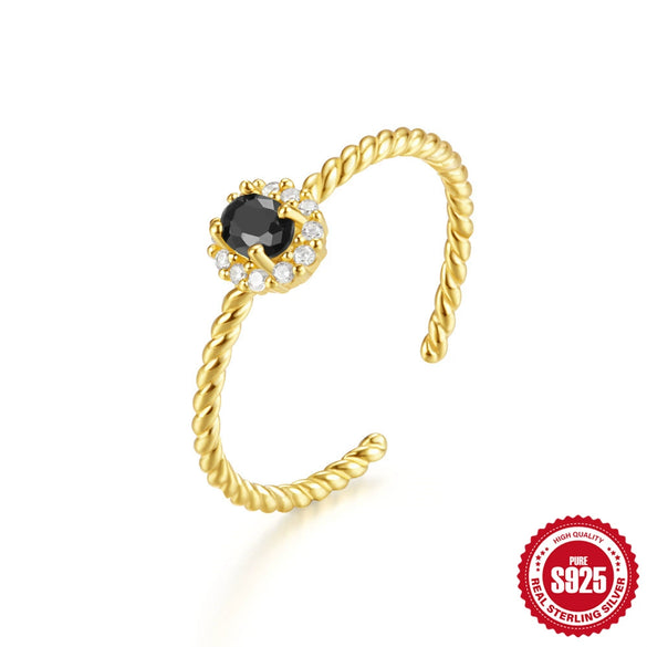 Wholesale Women's S925 Sterling Silver Geometric Twist Zircon Open Finger Ring With Electroplating