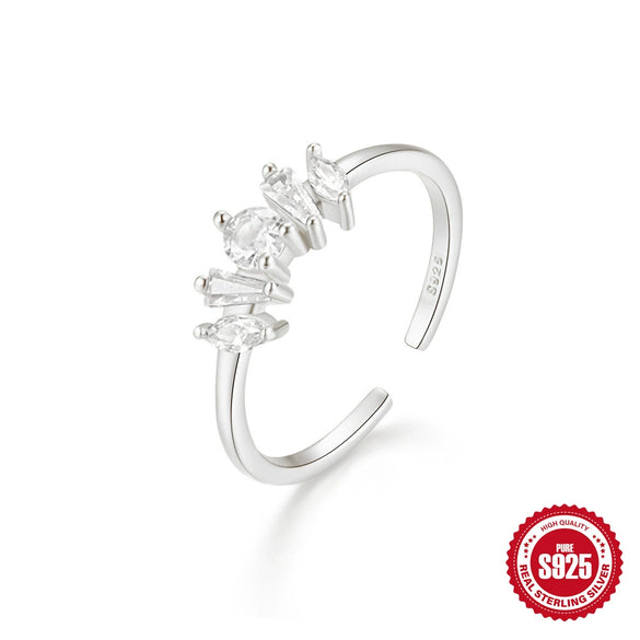 Wholesale Women's S925 Sterling Silver Geometric Twist Zircon Open Finger Ring With Electroplating