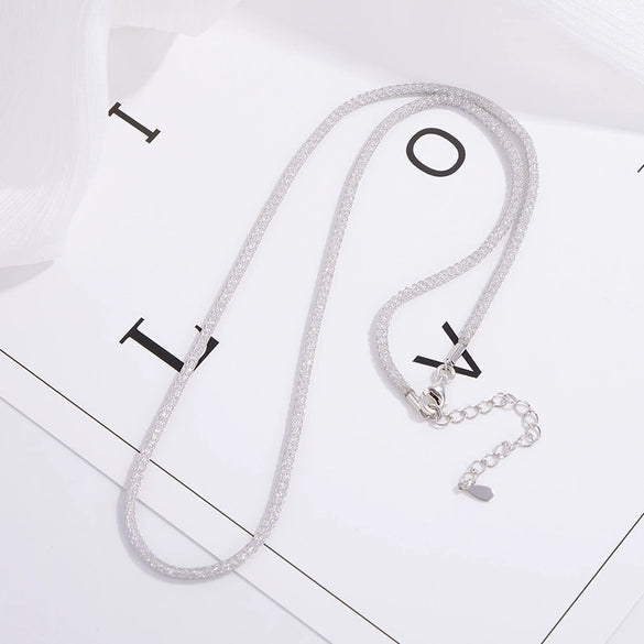 Wholesale Women's S925 Sterling Silver Geometric Ushaped Inlaid Zircon Bead Chain Necklace