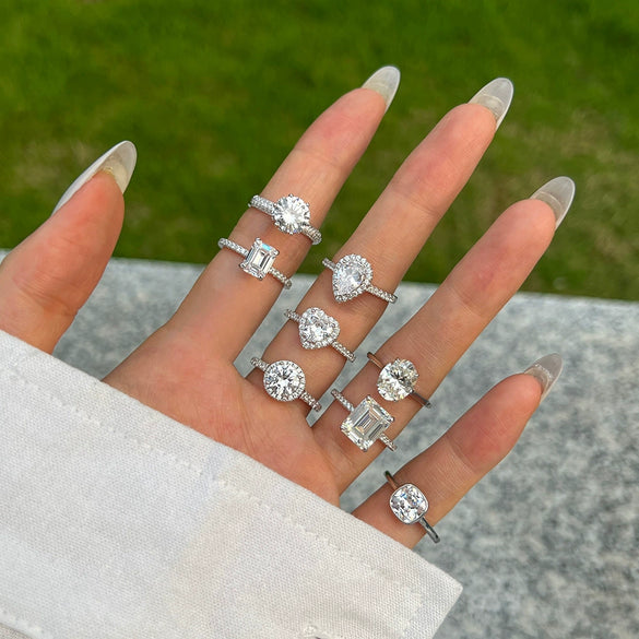 Wholesale Women's S925 Sterling Silver Geometric Water Drop Zircon Ring With Electroplating Design