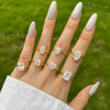 Wholesale Women's S925 Sterling Silver Geometric Water Drops Zircon Ring With Electroplating Design