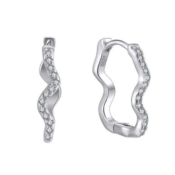 Wholesale Women's S925 Sterling Silver Geometric Wave Earrings With Electroplating