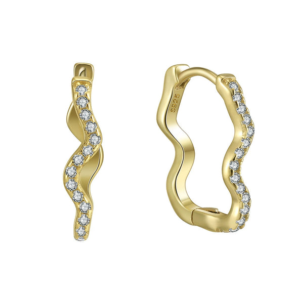 Wholesale Women's S925 Sterling Silver Geometric Wave Earrings With Electroplating