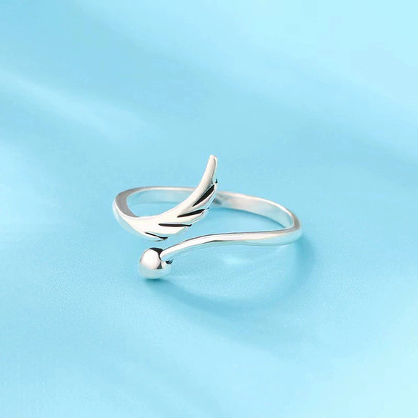 Wholesale Women's S925 Sterling Silver Geometric Wings Opening Ring With Electroplating