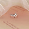 Wholesale Women's S925 Sterling Silver Geometric Wings Opening Ring With Electroplating
