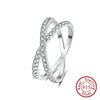 Wholesale Women's S925 Sterling Silver Geometric X Shaped Diamond Zircon Electroplated Ring