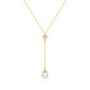 Wholesale Women's S925 Sterling Silver Geometric Y Shaped Clavicle Chain With Pearl And Electroplating Design