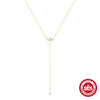 Wholesale Women's S925 Sterling Silver Geometric Yshaped Clavicle Necklace With Kiteshaped Zircon And Electroplating Design