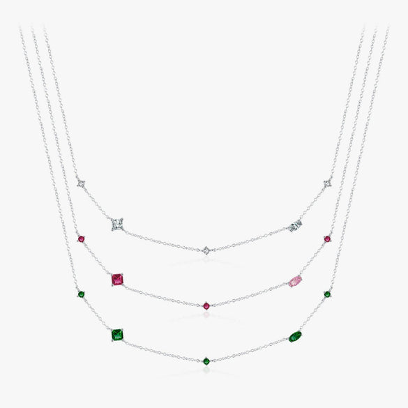 Wholesale Women's S925 Sterling Silver Geometric Zircon Clavicle Cross Chain Necklace