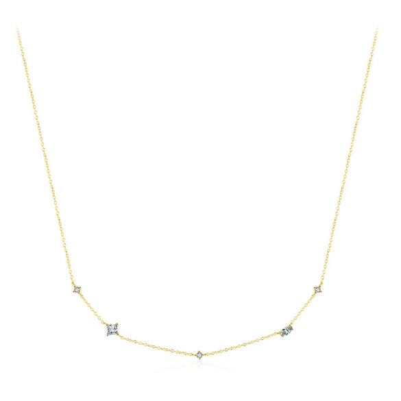 Wholesale Women's S925 Sterling Silver Geometric Zircon Clavicle Cross Chain Necklace