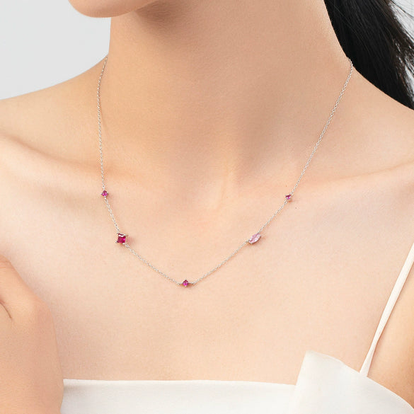 Wholesale Women's S925 Sterling Silver Geometric Zircon Clavicle Cross Chain Necklace