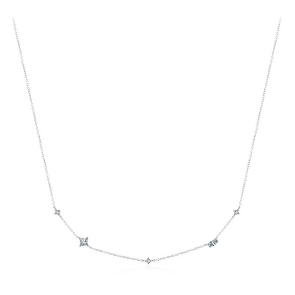 Wholesale Women's S925 Sterling Silver Geometric Zircon Clavicle Cross Chain Necklace