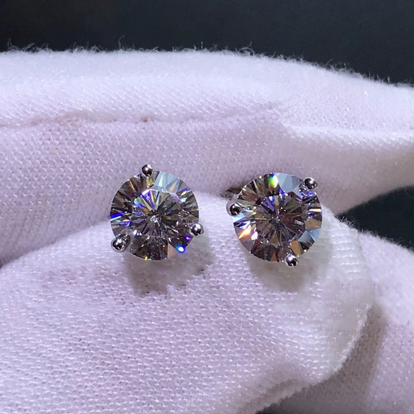Wholesale Women's S925 Sterling Silver Geometric Zircon Earrings Set With Diamonds Simple Style