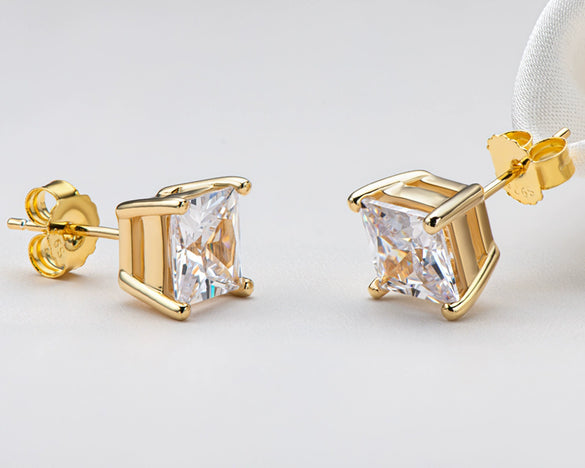 Wholesale Women's S925 Sterling Silver Geometric Zircon Earrings Set With Diamonds Simple Style