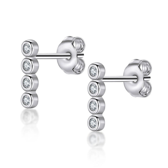 Wholesale Women's S925 Sterling Silver Geometric Zircon Earrings Set With Diamonds Simple Style