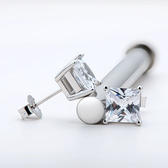 Wholesale Women's S925 Sterling Silver Geometric Zircon Earrings Set With Diamonds Simple Style