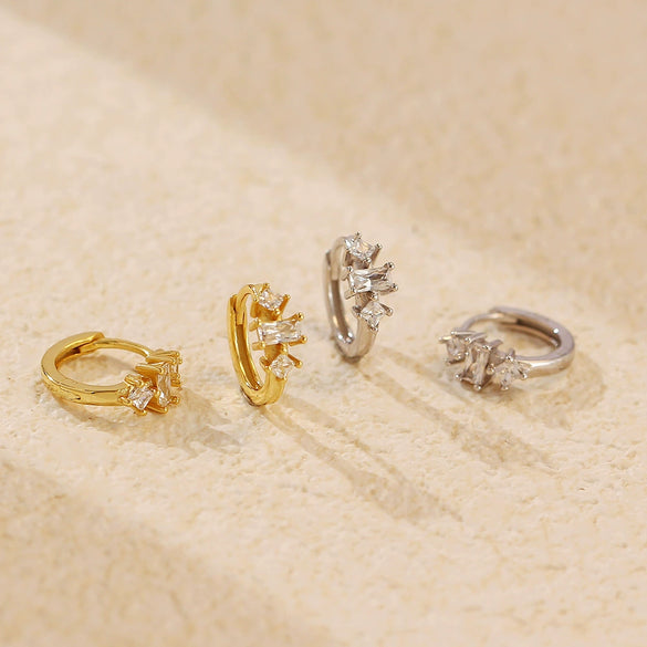 Wholesale Women's S925 Sterling Silver Geometric Zircon Earrings With Electroplating