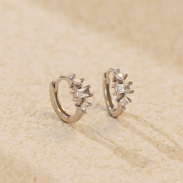 Wholesale Women's S925 Sterling Silver Geometric Zircon Earrings With Electroplating