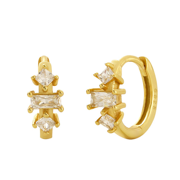 Wholesale Women's S925 Sterling Silver Geometric Zircon Earrings With Electroplating