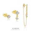 Wholesale Women's S925 Sterling Silver Geometric Zircon Earrings With Tassel And Light Luxury Design