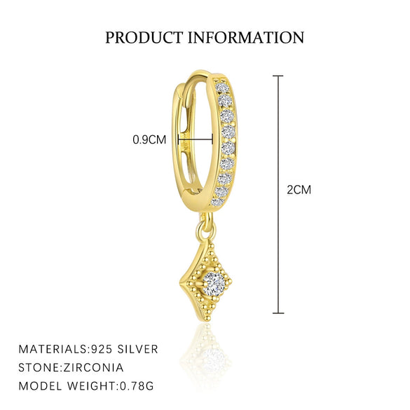Wholesale Women's S925 Sterling Silver Geometric Zircon Earrings