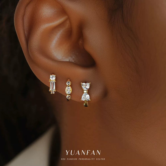 Wholesale Women's S925 Sterling Silver Geometric Zircon Fashion Earrings